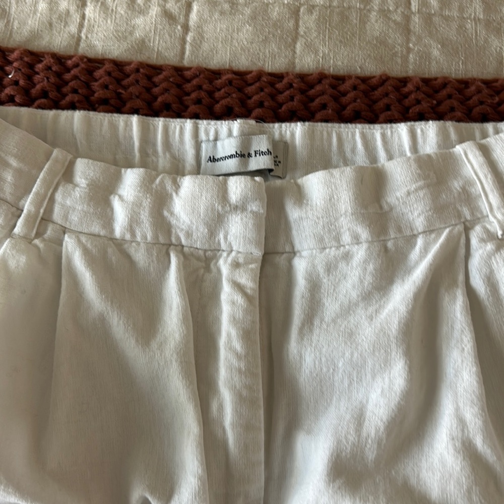 Abercrombie and Fitch, linen trousers, large, white